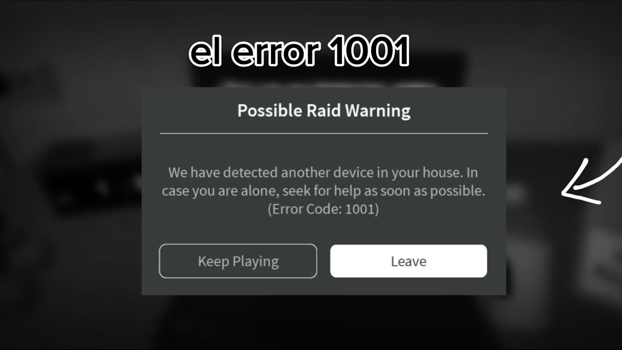 me aparece el código de error 1001 #roblox - YouTube