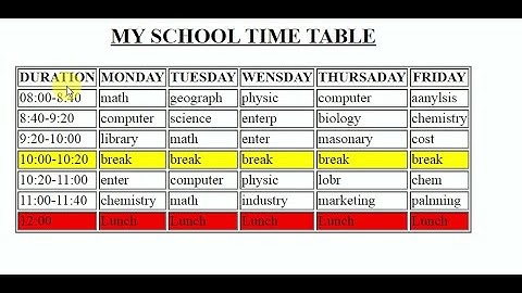 How to create table html5 /  AMAZING SCHOOL TIMETABLE (4K VIDEO).