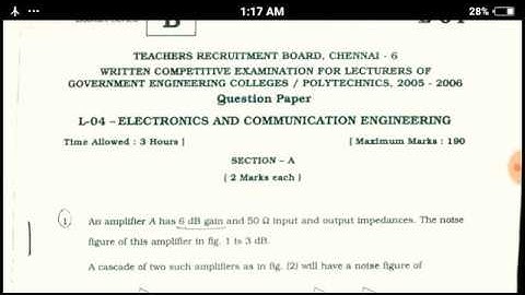 TRB Polytechnic Exam 2005-2006 | Electronics and Communication Engineering Question Paper