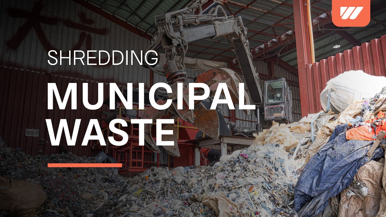 Industrial (C&I) and municipal waste (MSW) shredding with a WEIMA S7.30 lift-up shredder in Korea