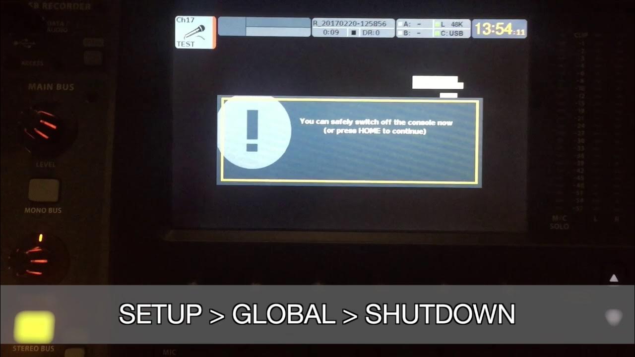 Behringer X32 Training How to Shut Down the Console YouTube