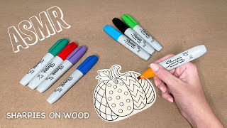 ASMR | Scratchy Coloring with Sharpies on Wood (No Talking)