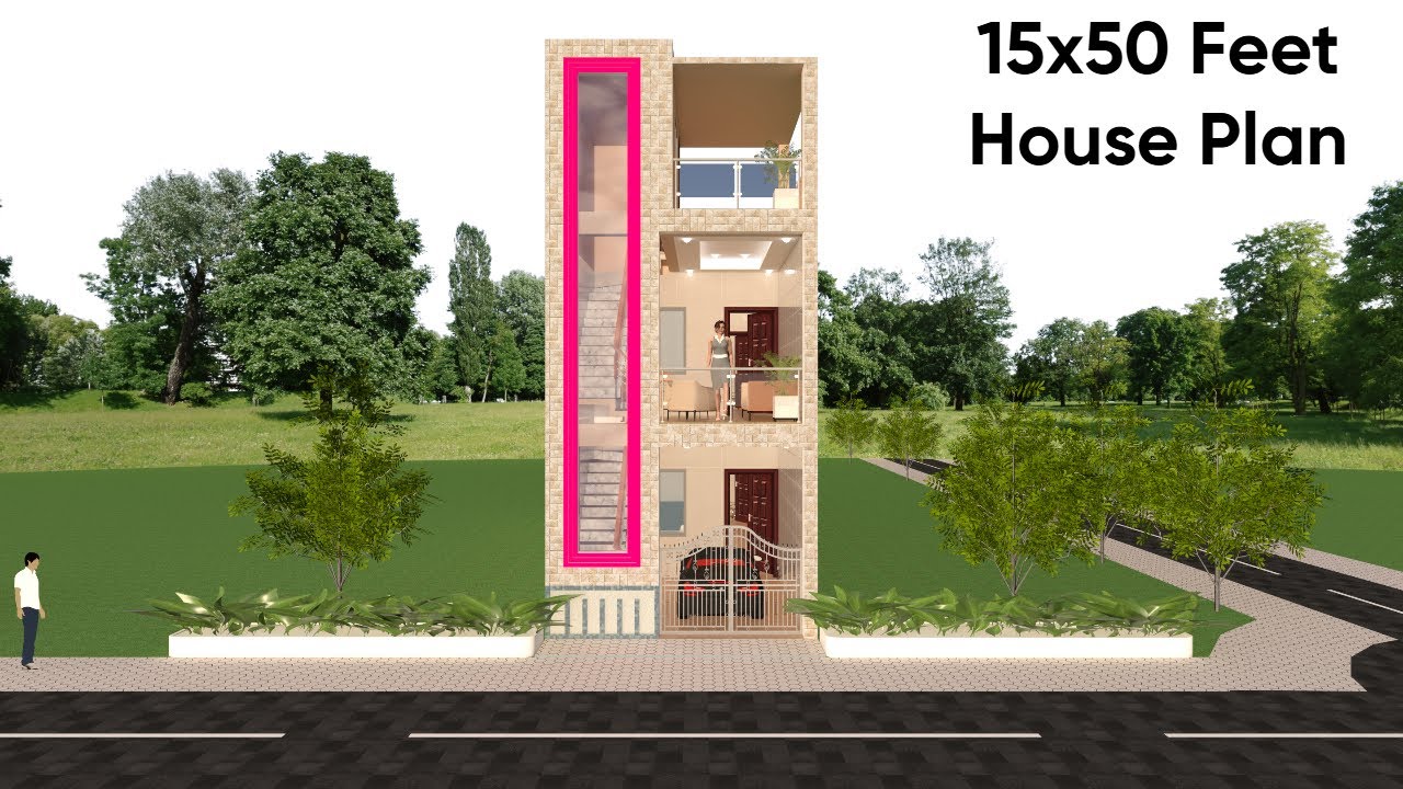 15X50 House Plan and 3d Design