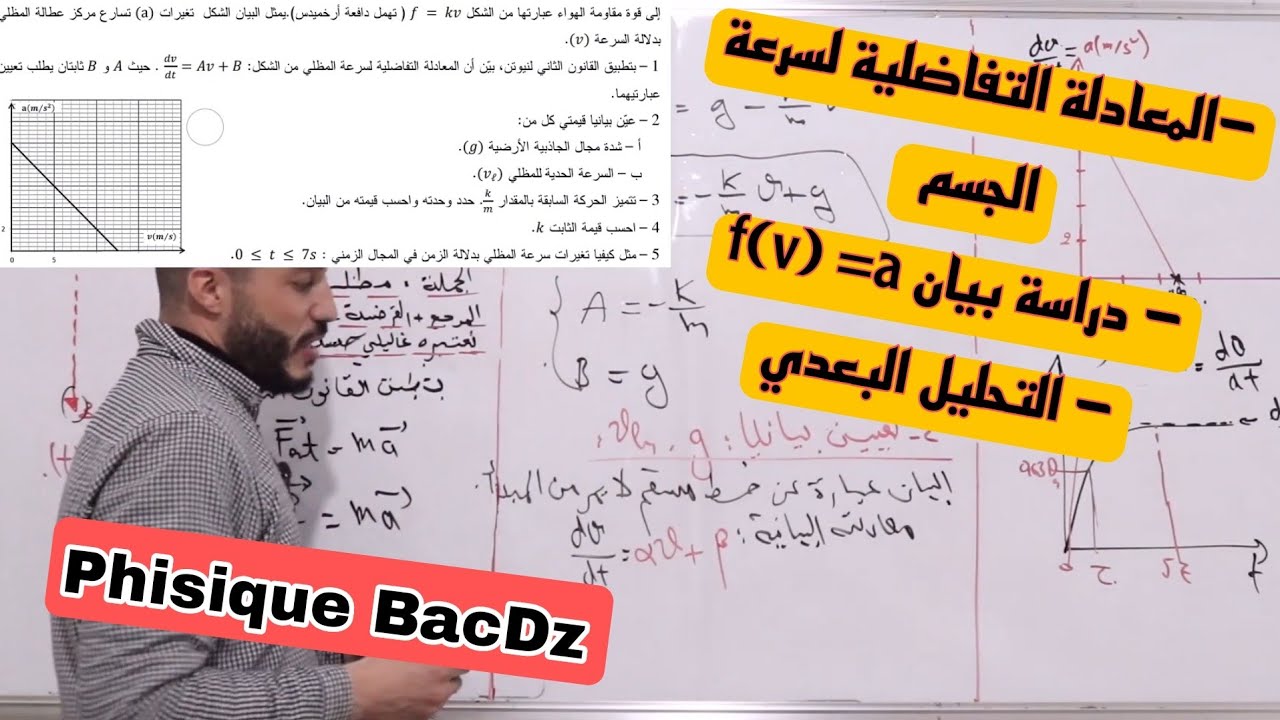 التمرين 2  السقوط الشاقولي حل باك علوم تجريبية 2009