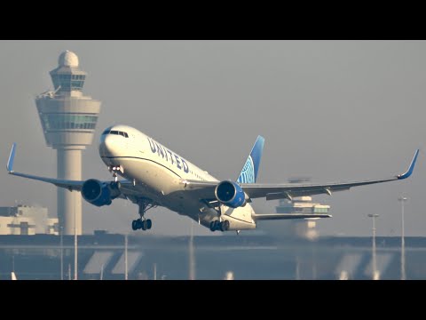 [4K] 25 HEAVY Winter Morning DEPARTURES | B767, B777, B787, A350 | Amsterdam Schiphol Plane Spotting