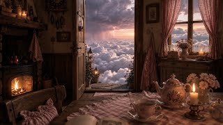 Somewhere Above the Clouds ☁️ | Soft Piano & Cozy Fireplace Ambience screenshot 4