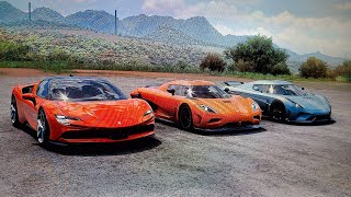 Forza Horizon 5 Drag Race Ferrari Sf90 Stradale Vs Koenigsegg Agera R Vs Koenigsegg Regera 