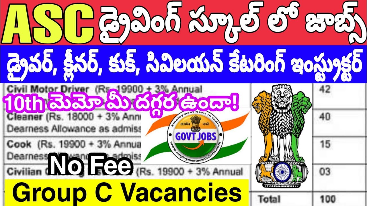 ASC Centre South Recruitment 2021 100 Group C Vacancies Application ...