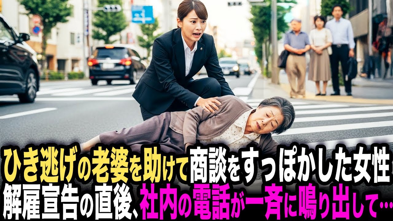 ひき逃げにあった老婆を助けて昇進のかかった大切な商談をすっぽかした女性。「役立たずの社員は不要だ！」解雇宣告されたその時、社内の電話が一斉に鳴り出して…