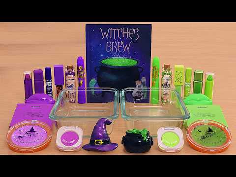 Purple vs Green - Mixing Makeup Eyeshadow Into Slime ASMR