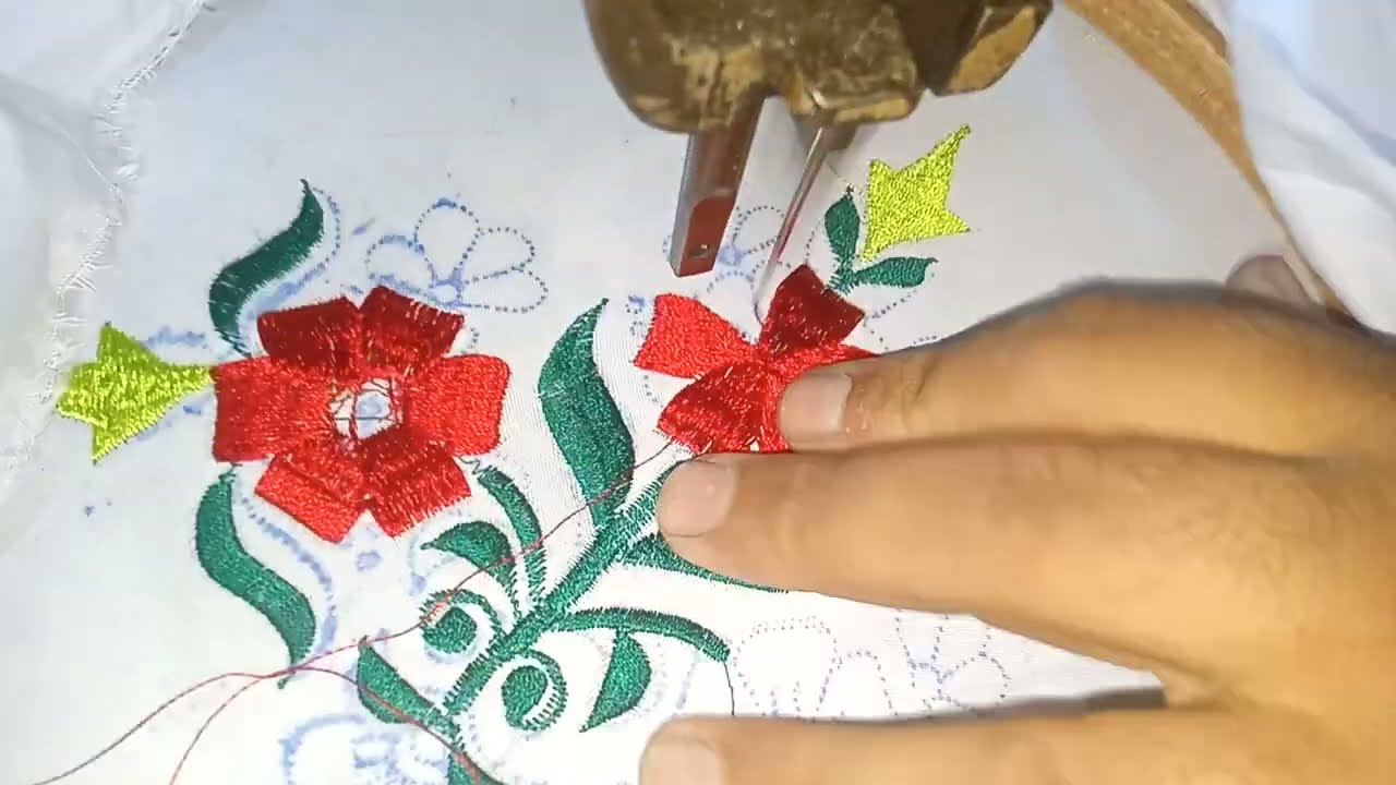 Multicolour shadow flower design with machine embroidery Ho To Make  Embroidery easy flower Design