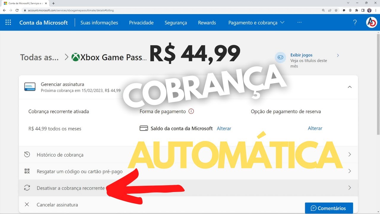 Como cancelar o Gamepass do Xbox 