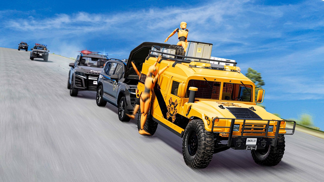 Max Speed Downhill Chase #4: More Cops Every Level - Beamng drive