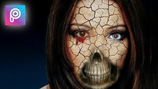 Halloween Skull Broken face effect in Picsart Tutorial screenshot 4