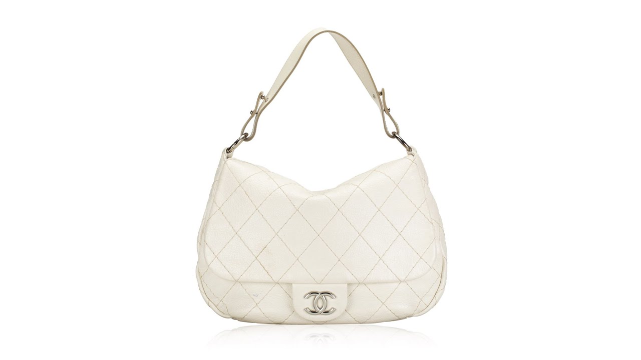 Chanel Glazed Calfskin On The Road XL Flap Shoulder Bag Ivory 