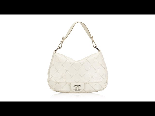 Chanel Glazed Calfskin On The Road XL Flap Shoulder Bag Ivory