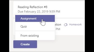 Microsoft teams - Creating assignments and quizzes