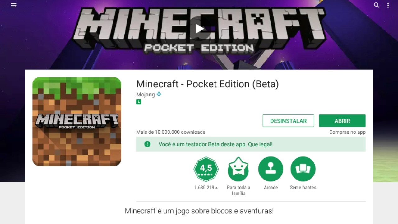 Atualização do minecraft pocket edition 1.0.0.1 - YouTube