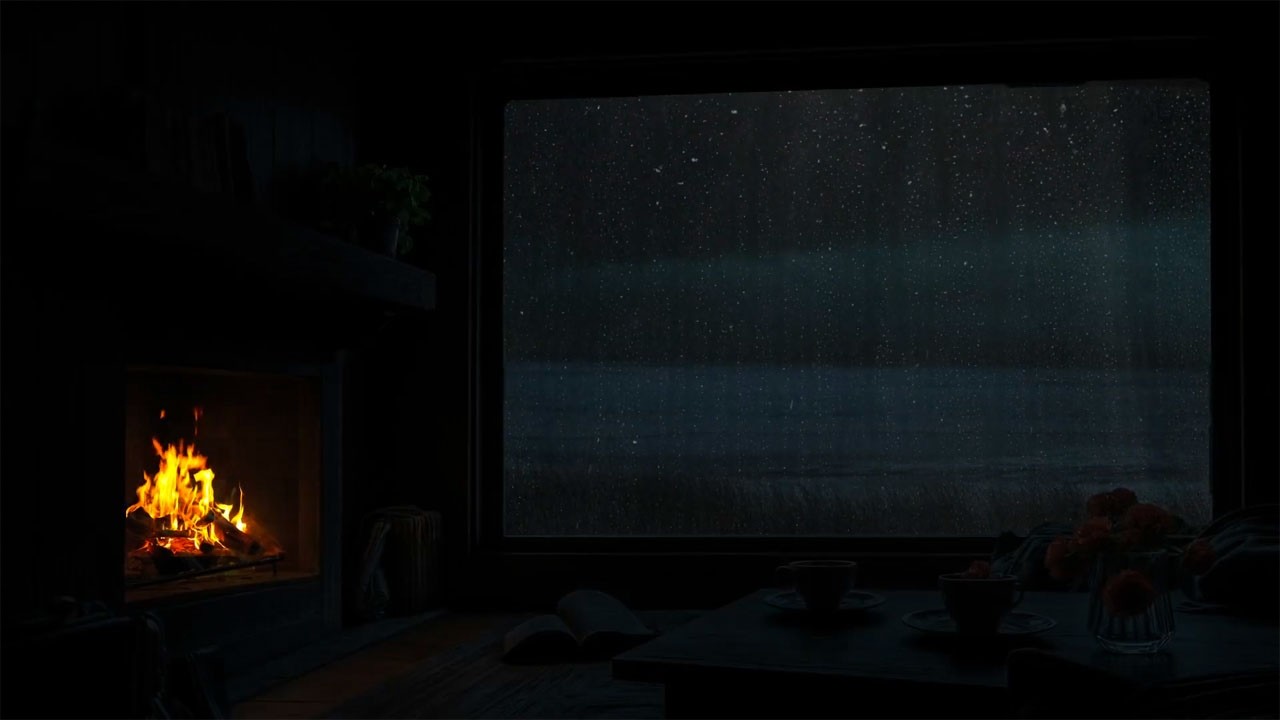 FALL ASLEEP INSTANTLY 😴 (No Ads) Heavy Rain on Glass & Distant Thunder in a Dark Cozy Room