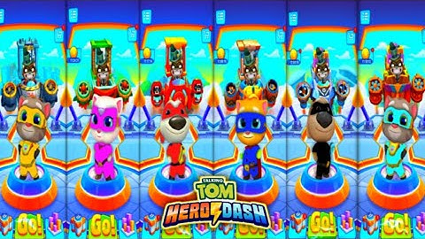 talking tom hero dash - all super hero colourfull suit - saving all heroes gameplay (android, ios)