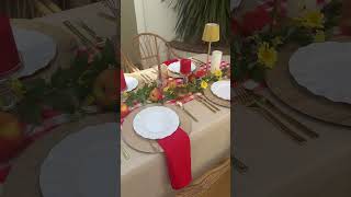 Apple of Her Eye Bridal Shower Setup — Red Gingham & Natural Wood Tablescape