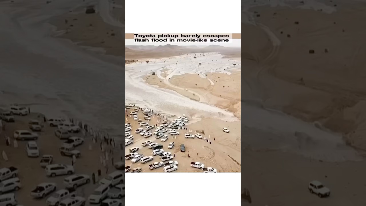 Toyota pickup barely escapes flash flood in movie-like scene