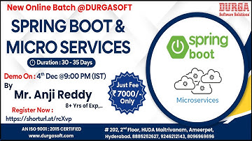SPRING BOOT & MICRO SERVICES Online Training @ DURGASOFT