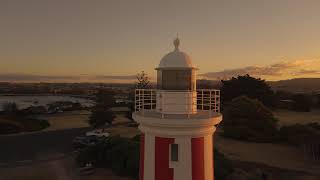Short Clip, Music, Aerial Views, Devonport Bluff Lighthouse, Sunset, Golden Hour