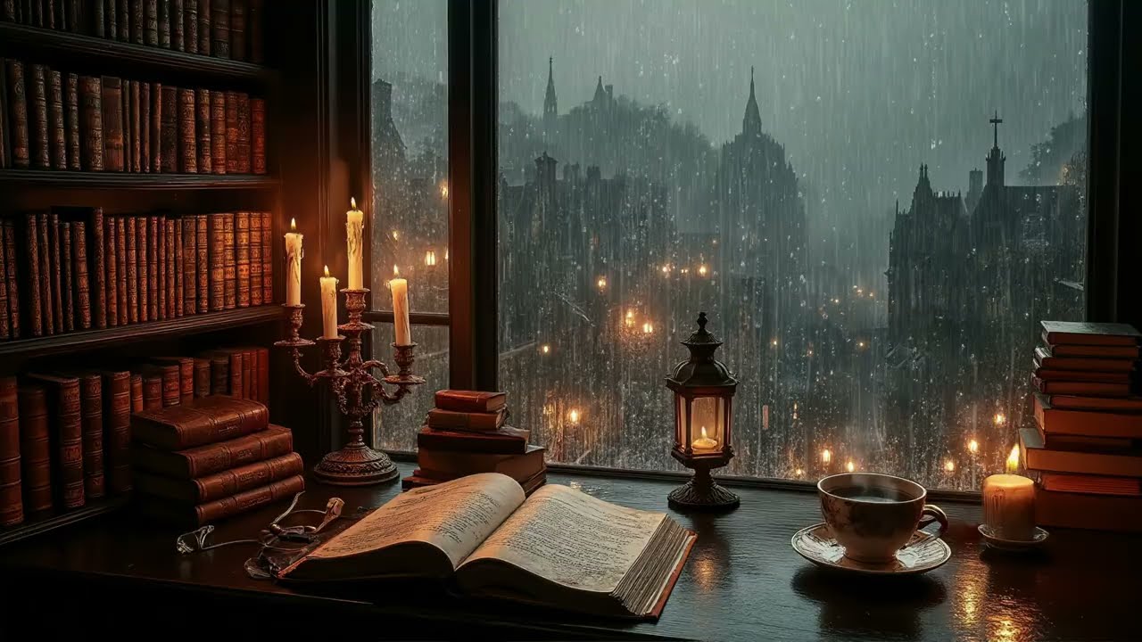 You're Reading Alone at Victorian London by the Window | Rainy Autumn Ambience | Dark Academia