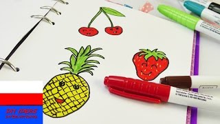 Malowanie i rysowanie w kaledarzu | owoce na lato | truskawka 🍓 wiśnia  🍒 ananas 🍍