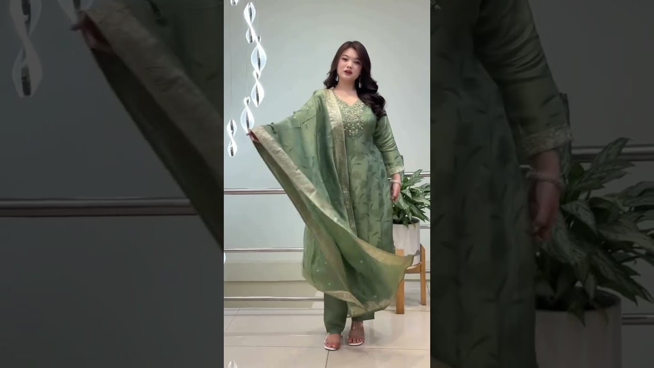 Soft Pastel Green Malay Tissue Kurti