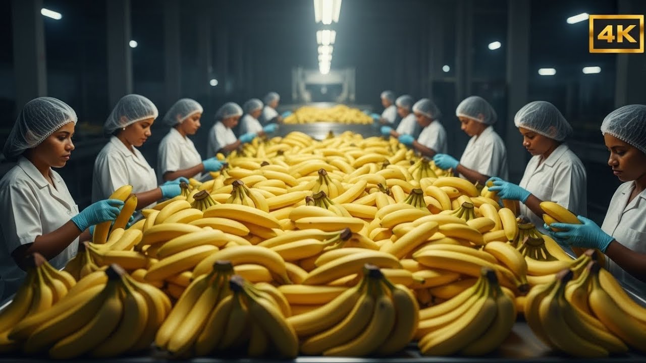 Banana Processing Factory | From Farm to Packing | Full Banana Factory Process in 4K