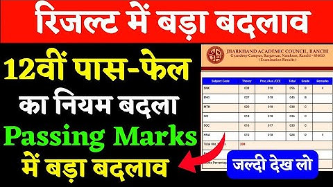 12वीं रिजल्ट में बड़ा बदलाव | पास-फेल का नियम बदला | Passing Marks में बदलाव | Jac Result 2024