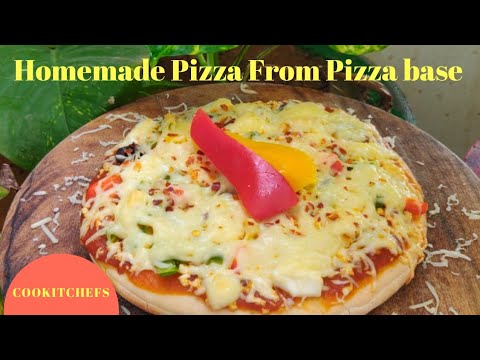 Make Pizza from Pizza base |Veg cheese pizza |Oven pizza with ready ...