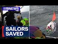 Stricken boaties saved from sinking yacht | 9 News Australia