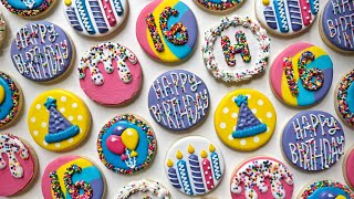 BIRTHDAY COOKIES ~ Satisfying Cookie Decorating of Easy Birthday Cookies on Circles