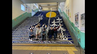 【駅階段にアート出現!?】ＪＲ駅の大階段に階段アートを手作りで制作してみた！