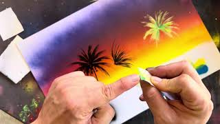 Spray Paint Art - How to make palm trees and feathers