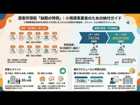 【国税庁タックスアンサー｜源泉所得税】No.2505 源泉所得税及び復興特別所得税の納付期限と納期の特例