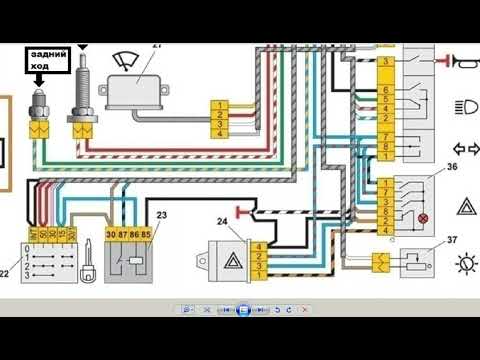 ЭЛЕКТРОСХЕМА ВАЗ 2105 - 07 ПРЕД №14 И №15 ГАБАРИТЫ И ПОДСВЕТКА