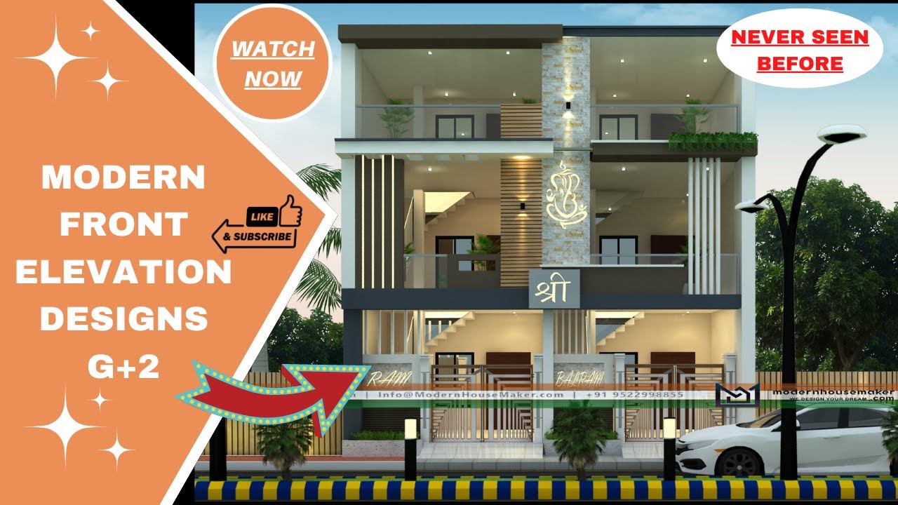 Modern Front Elevation Designs For G+3 Houses Design l ModernHouseMaker ...