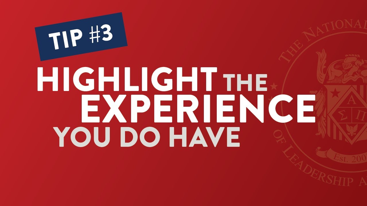 Showcase Your CURRENT Skills and Experience | Internship Tip #3 | The NSLS