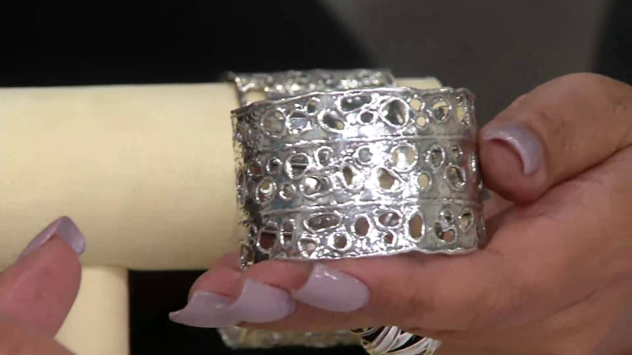 Sterling Silver Open Work Bold Cuff by Or Paz on QVC - YouTube