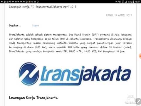 Lowongan Kerja PT. Transportasi Jakarta April 2017