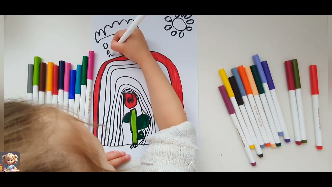 How to Draw a Rose and a Rainbow | Watch this 5-year-old 