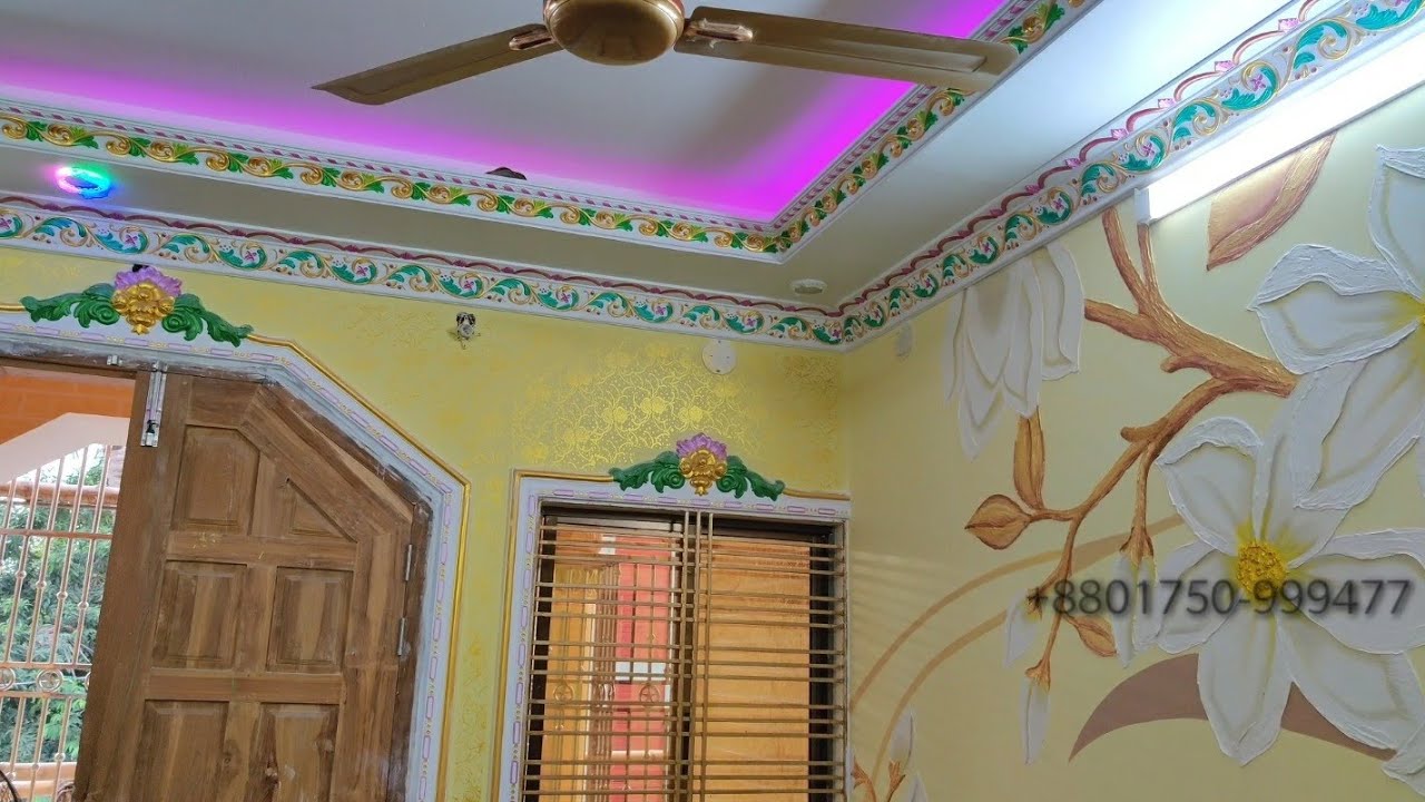 Amazing Colors And Wall Painting Gypsum Designed Very Technique Stands