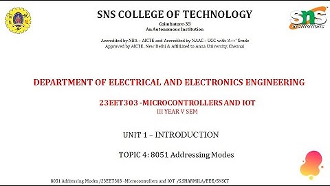 8051 Addressing modes| Microcontrollers and IOT| SNS Institutions