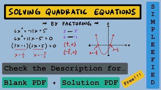 Solving Quadratic Equations by Factoring [16 Practice Problems]