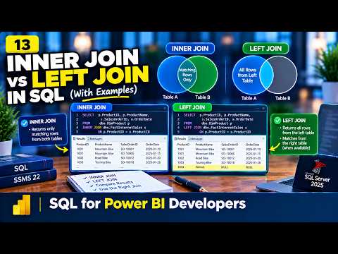SQL 👉🏼 INNER JOIN vs LEFT JOIN ✨Video 13/30 ☑️ #sqlserver #ssms #sql #innerjoin #leftjoin #powerbi
