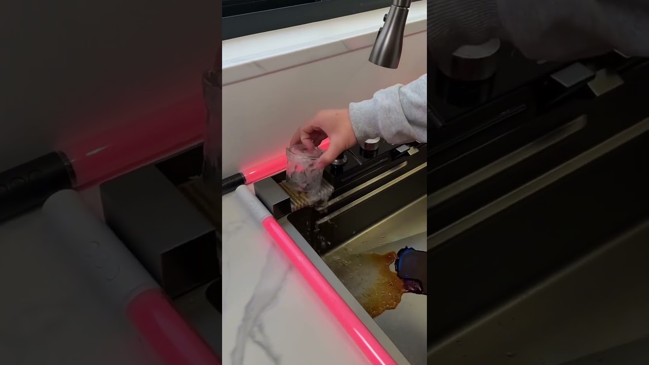 NIAGARA | Workstation Kitchen Sink Kit With Digital Temperature Display & Lighting Waterfall Faucet